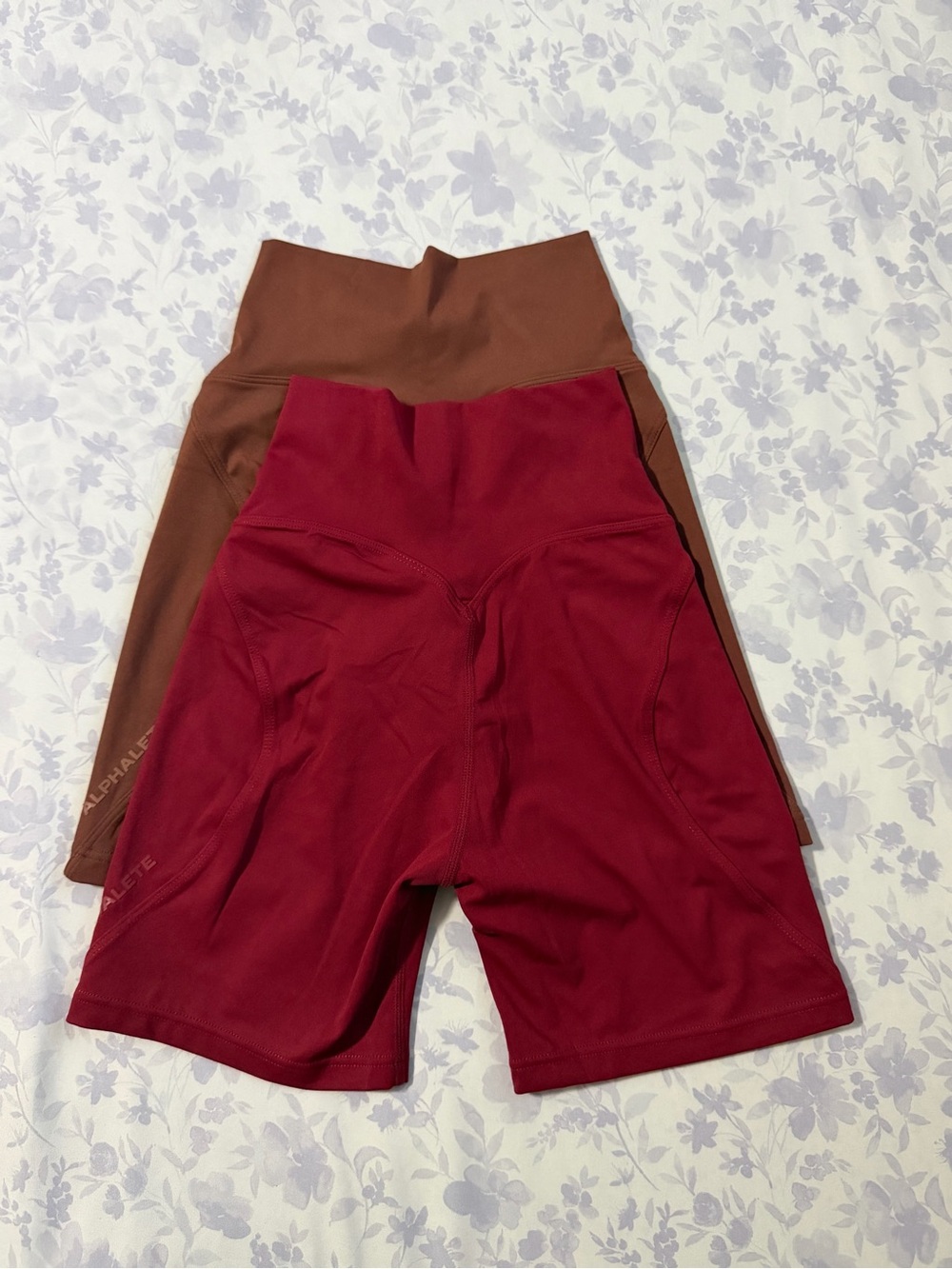Alphalete Bike Shorts Set - Burgundy & Brown